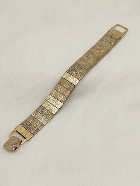 Sarah Coventry Gold-Tone Engraved Panel Bracelet